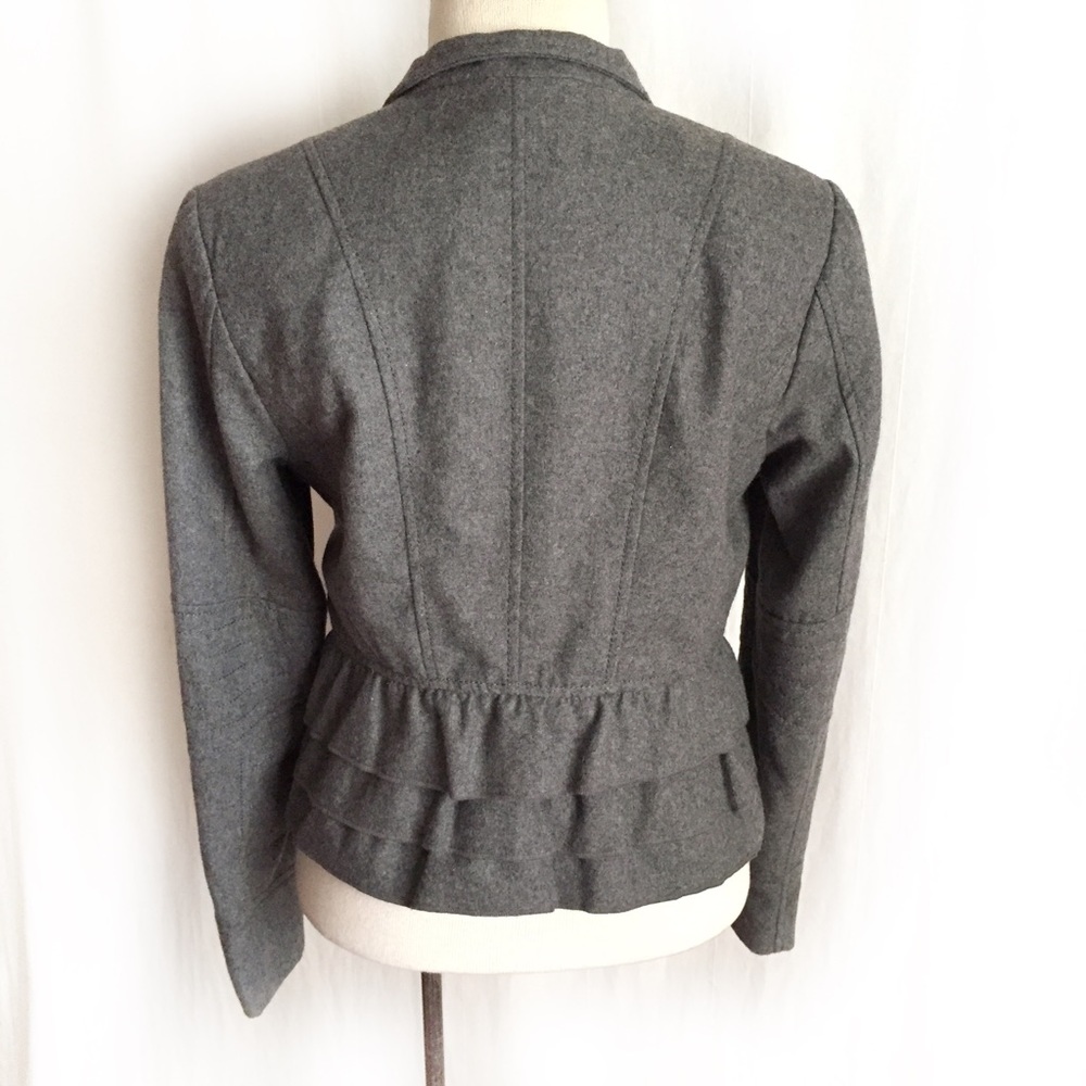 Express Gray Ruffled Bottom Wool Jacket - Picture 7 of 8